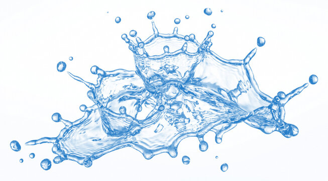 Blue water splash on white background