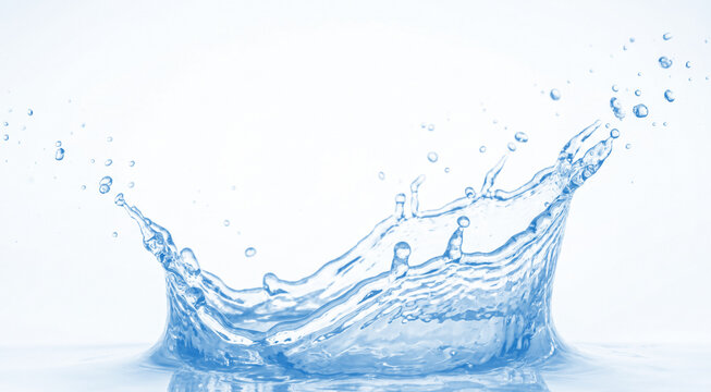 Blue water splash on white background
