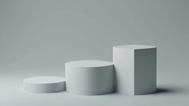 3d cubes stacking and balancing animation in gray scale