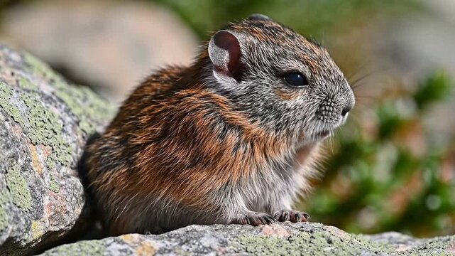 Close-Up Of A Cute Pika In Its Natural Rocky Habitat Showcasing Its Furry Features And Beautiful Environment