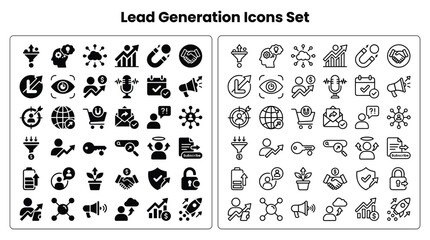 Lead Generation Icons Set for Business Marketing Solutions and Strategy © Ube
