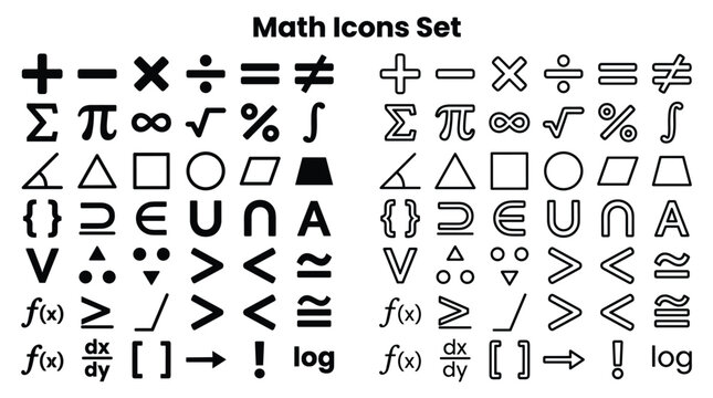 Mathematical icons set for education and science purposes online