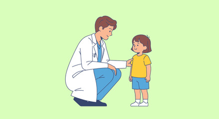 Obraz premium Doctor comforting a child patient, showing care and empathy during a medical check-up