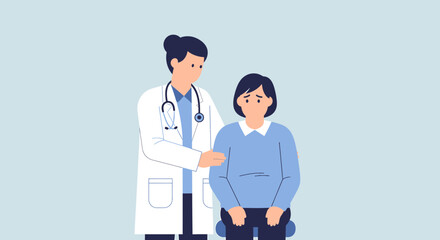Obraz premium Doctor comforting patient, medical consultation, empathy, support, healthcare professional