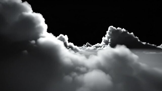 Epic and Atmospheric Black and White Cloudscape: A Serene and Dramatic Aerial Perspective with Clouds in Silhouette