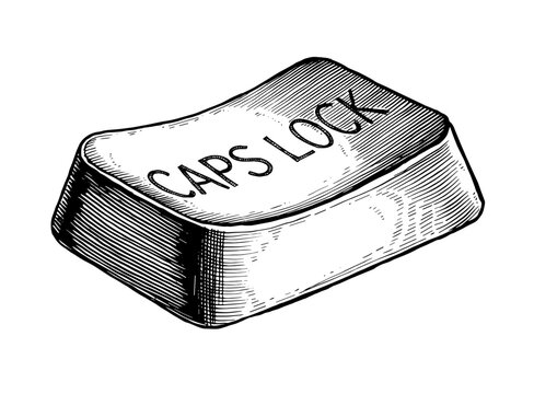 Illustration of a Caps Lock key in detailed sketch style  