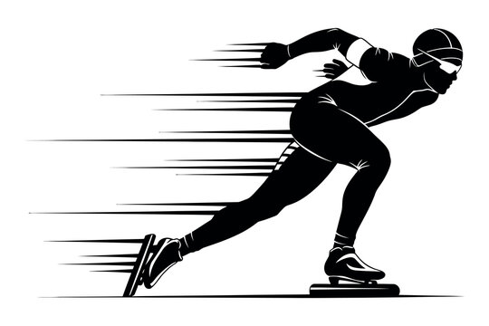 Inline skating speed silhouette a dynamic athlete in motion with streaks of velocity