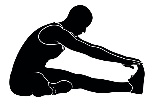 Silhouette of a man stretching a dynamic pose of flexibility and athleticism