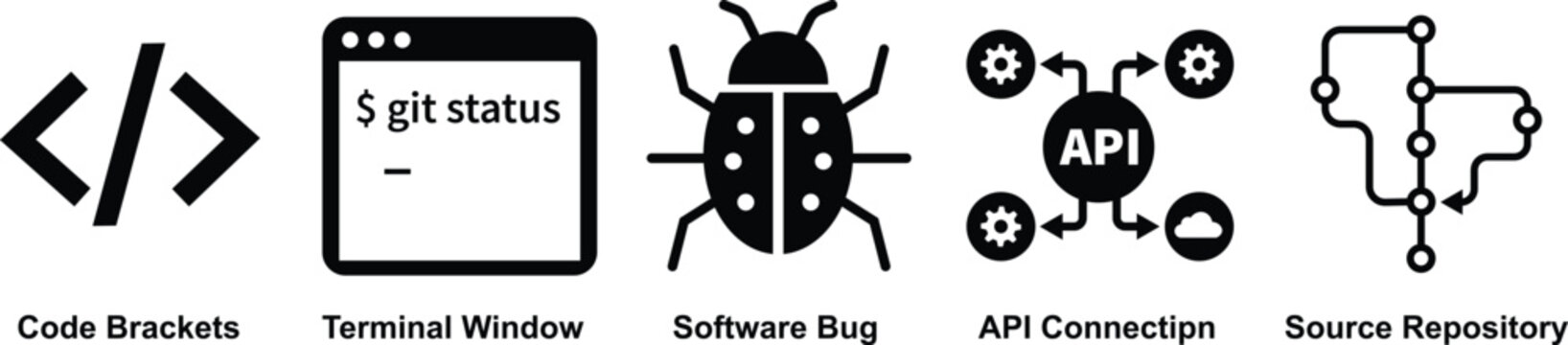 Software development icons and symbols