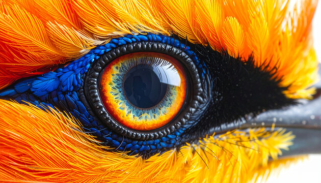 Close up of bird eye and feathers