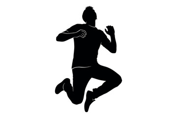 Obraz premium Dynamic silhouette of a person mid jump a powerful representation of movement and energy