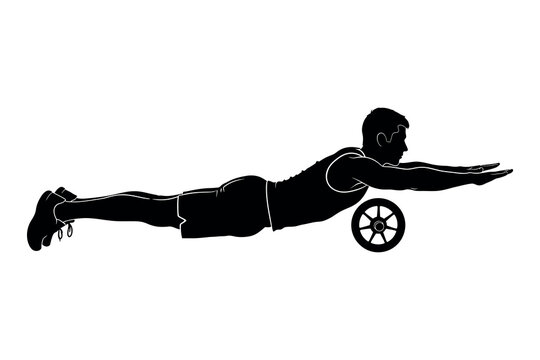 Ab wheel rollout silhouette a fitness illustration of core strength and exercise technique