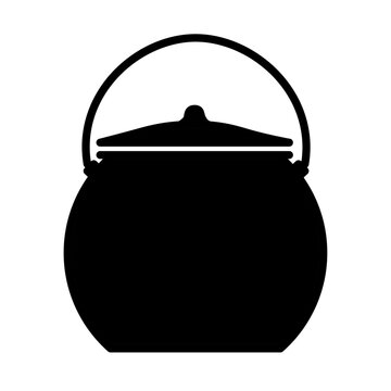 Potbelly cauldron cooking pot silhouette vector icon isolated