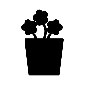 Potted flower plant icon, solid glyph vector for UI UX design. Flowerpot symbol for gardening website and mobile app interface