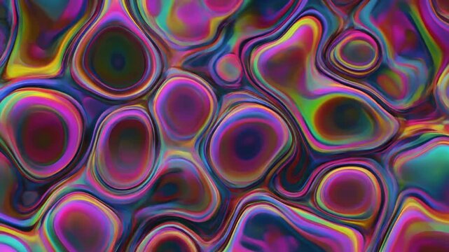 Mesmerizing abstract background with vibrant psychedelic liquid flow, featuring iridescent colors blending into a dynamic and wavy texture