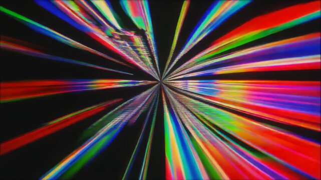 Dynamic abstract light burst background with vibrant colorful digital glitch effects, creating a mesmerizing explosion of futuristic energy and psychedelic motion