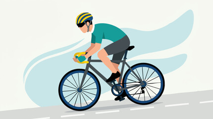 Fototapeta premium Male cyclist riding a road bicycle on an abstract background illustration