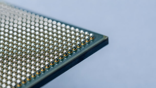 Ball Grid Array Microchip Contacts Macro with Copy Space