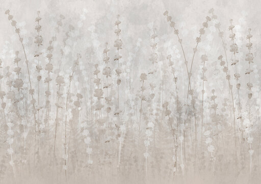 watercolour flowers, botany, wildflowers, mural, fresco, wallpaper