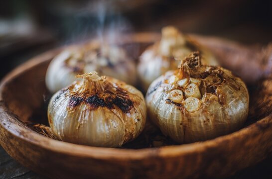 garlic on a wooden board