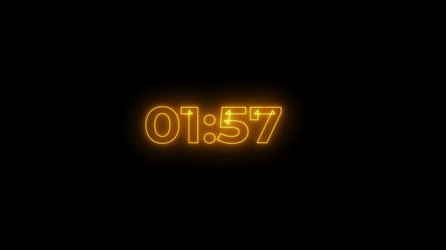Countdown timer animation of 2 minutes on transparent background with alpha channels,