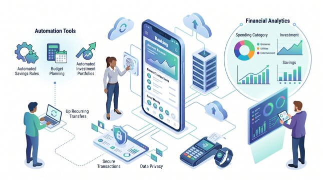 business man working on laptop with business charts and technology icons design