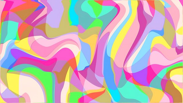 Abstract colorful wavy psychedelic pattern with vibrant flowing shapes and smooth color transitions, a visually captivating and energetic composition with a retro vibe