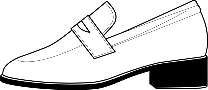 Detailed outline vector illustration of a classic leather loafer shoe for fashion, retail, and footwear design projects in image_41a4bd.png.