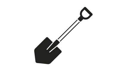 Black and white shovel tool icon in flat style. © jas