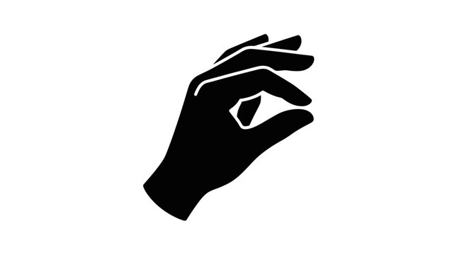 Black hand silhouette pinching or picking gesture icon.