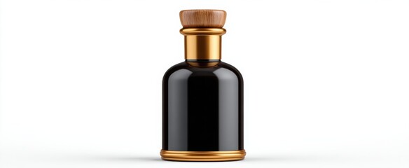 Fototapeta premium Dark balsamic vinegar bottle mockup on white background 3D rendering design