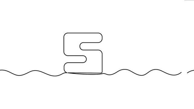 Minimalist continuous line drawing animation of letter s shaping on white background motion graphic