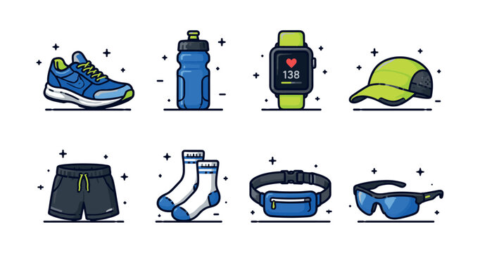 Collection of running gear and accessories for active lifestyle