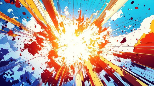 Explosive vibrant burst radiating outwards