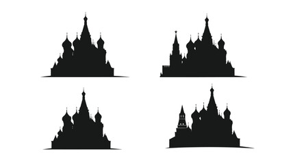 Saint Basil s Cathedral Silhouettes Against White Background Silhouette © Nurunnar
