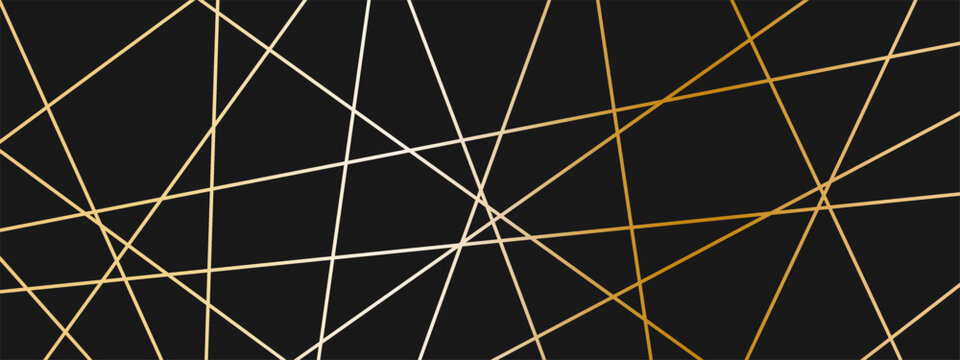 Gold chaotic luxury for geometric line random and mess pattern thin. Abstract straight texture for scribble irregular triangle and chaos angle background. Gold modern illustration.