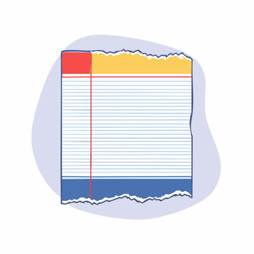 Torn Lined Paper with Red Margin and Blue Bottom