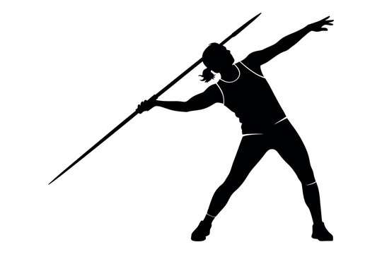 Javelin thrower silhouette a dynamic athletic moment captured in black and white
