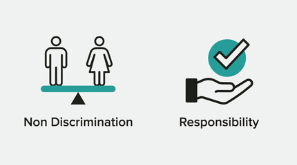 Fototapeta premium Vector graphic illustration Non discrimination and responsibility icons with people and hand