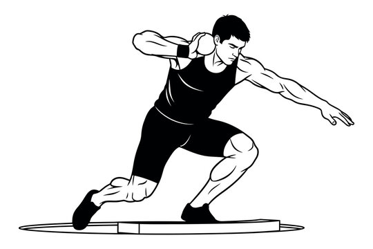Discus thrower silhouette dynamic athleticism in black and white a powerful sports illustration