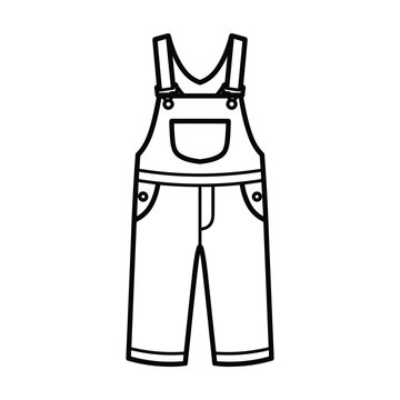 Classic denim overalls line art illustration for casual workwear fashion design
