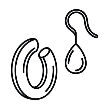 Elegant earring set vector icon including hoop and teardrop dangle style for fashion jewelry retail and beauty branding design projects