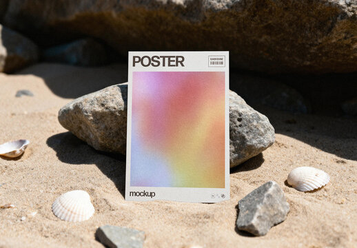 Seaside Poster Mockup &ndash; with Seashells Branding Presentation (PSD)