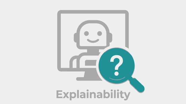 Vector graphic illustration Robot with question mark on screen