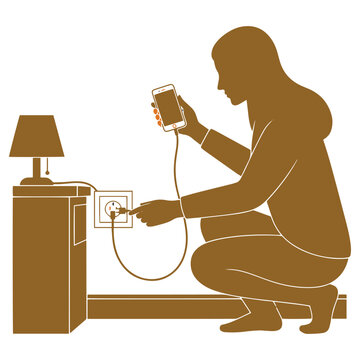 professional electrician checking wiring with smartphone at home during evening