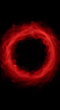 Abstract Red Swirling Nebula Ring Formation with Dark Black Background Vivid Energy Burst Dynamic Cosmic Aura Glowing Light Streaks