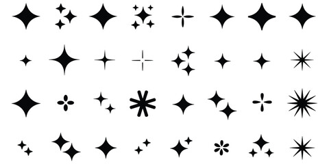 Fototapeta premium Sparkling starbursts and glitter effects on transparent background, festive light