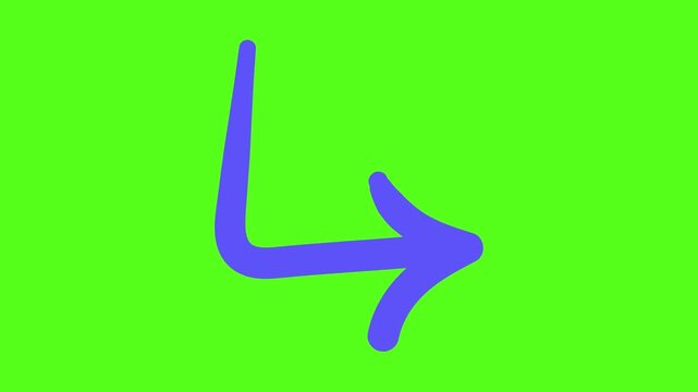 Animated blue arrow morphing on green screen background