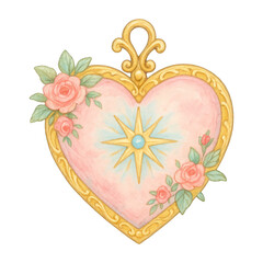 Naklejka premium PNG Romantic floral heart illustration