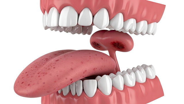 Oral Cavity Anatomy with Diseased Tongue and Uvula